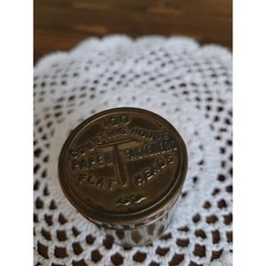 Antique Counting House flat Heads Paper Fasteners Tin